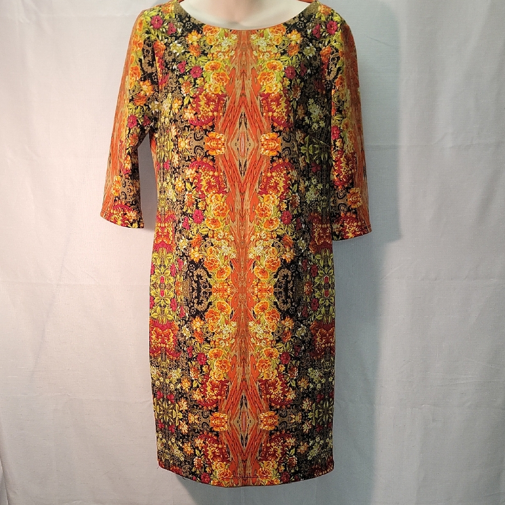 Elegant Autumn Floral Long Sleeve Dress